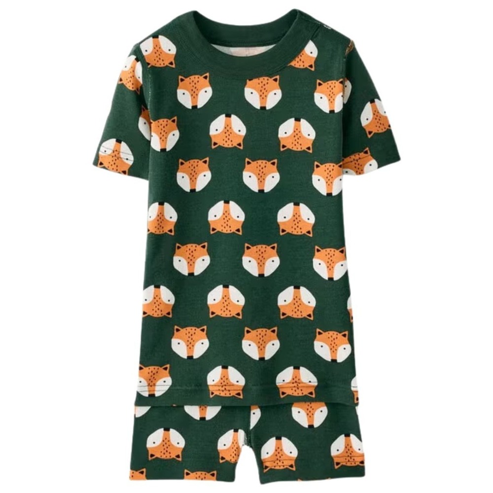 NEW Hanna Andersson 100% Organic Cotton Short John Pajama Set Foxes Sz 4